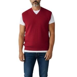 FIESOLE Pure Wool Sleeveless Sweater Vest Men XL Wine Stylish Unisex Made Italy